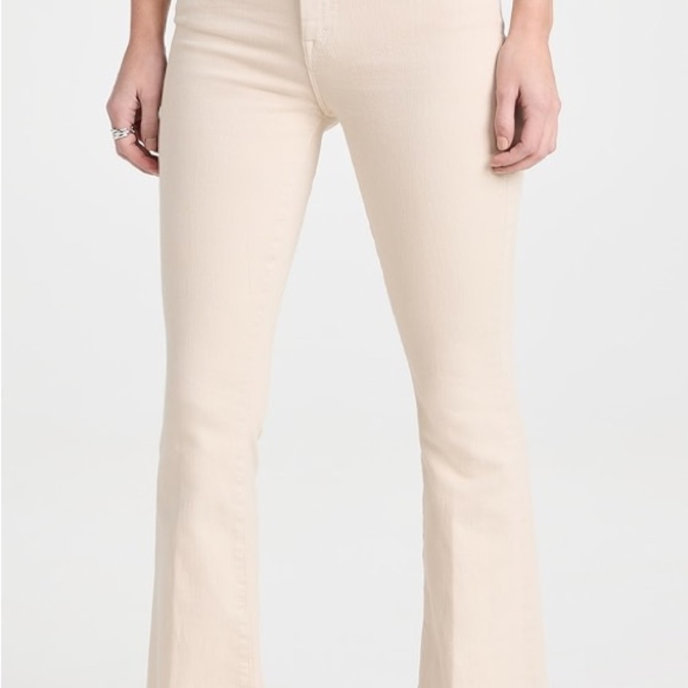MOTHER Cream Flare Leg Jeans
